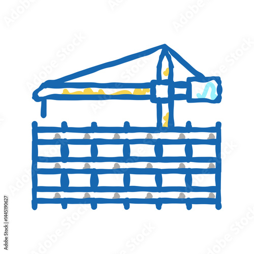 crane floor installation icon doodle illustration