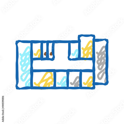 apartment plan icon doodle illustration