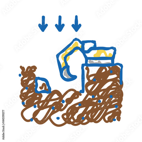 excavation pit for building icon doodle illustration