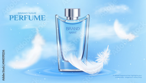 Realistic Blue Perfume Bottle Illustration