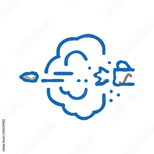 bullet expelling from gun barrel icon doodle illustration