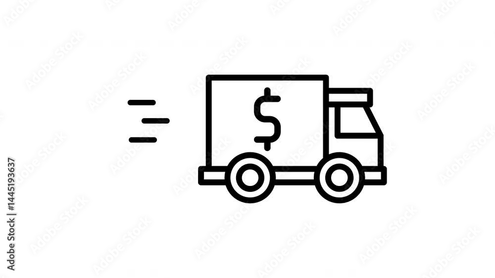 Truck carrying goods with a dollar sign is ideal for financial or logistics businesses branding, advertising, presentations, and marketing materials. Truck carrying goods with a dollar sign is ideal for financial or logistics businesses branding, advertising, presentations, and marketing materials.