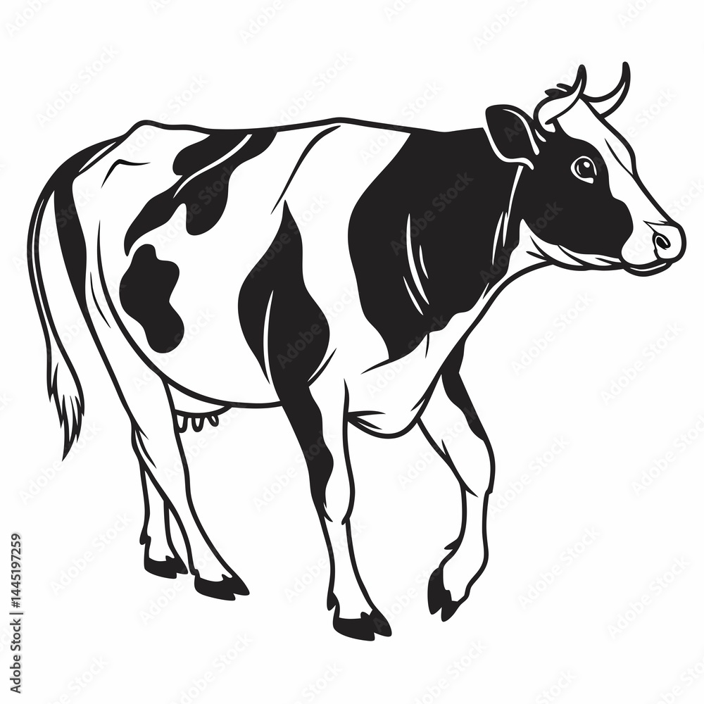 Fototapeta premium cow on a white background vector illustration shilhoutee