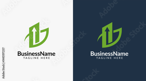 Modern logo mark with letter I and arrow icon bar candlestick for trading, investment, finance, statistic, accounting or marketing business