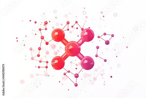 Colorful Molecular Structure on a Bright Background in Abstract Design