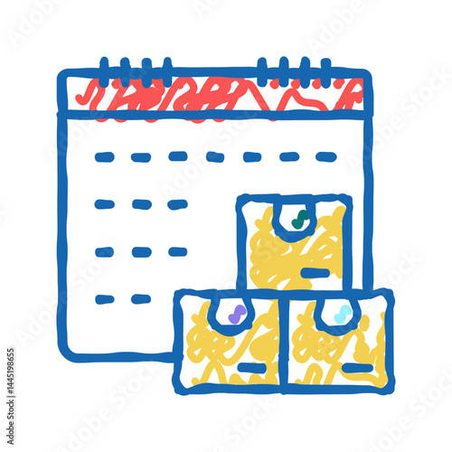 date and time supply icon doodle illustration