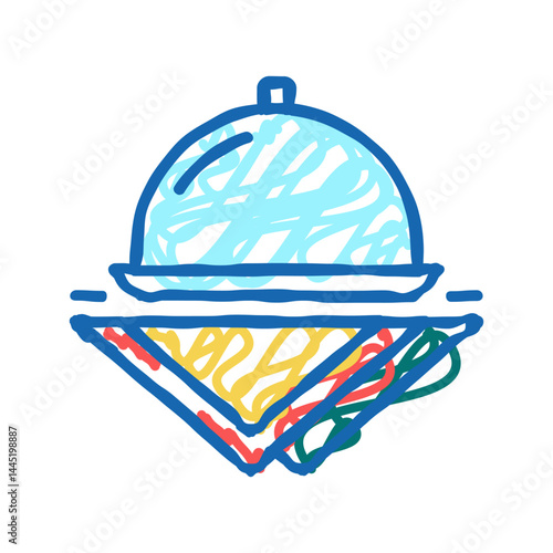 tray and napkins icon doodle illustration