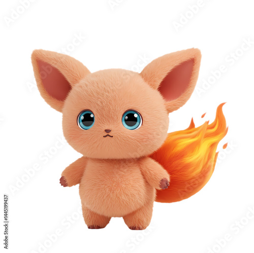 Cute Fluffy Creature with Fiery Tail