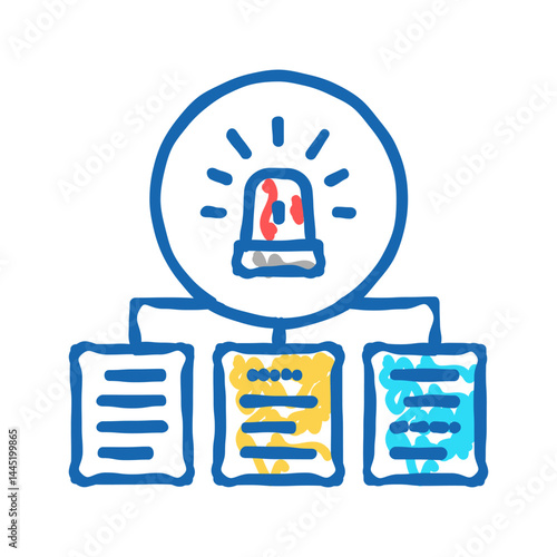 documentation with incidents icon doodle illustration
