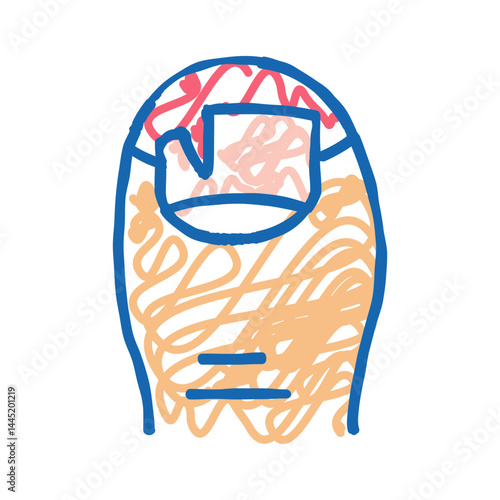 crashed nail disease icon doodle illustration