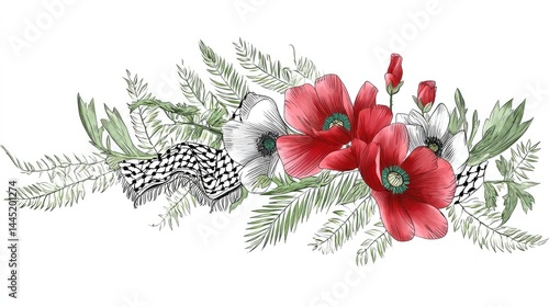 Wallpaper Mural red and white flowers Torontodigital.ca