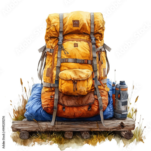 Bivy Sleeping Bag Shelter, watercolor vector, isolated on a white background.