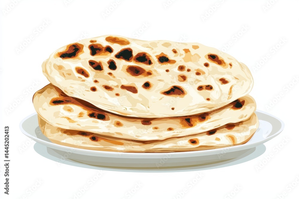 Freshly Baked Indian Flatbread on Ceramic Plate Ready to Serve Freshly Baked Indian Flatbread on Ceramic Plate Ready to Serve