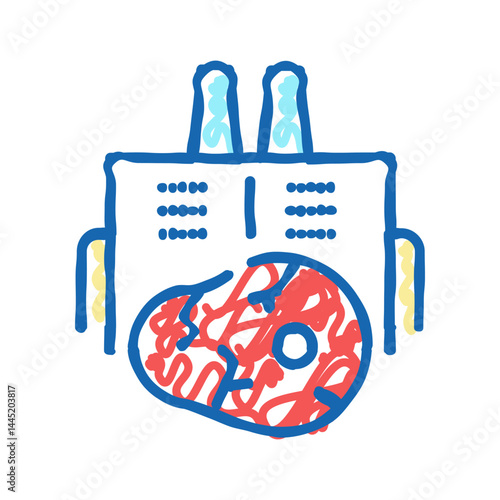 meat factory building icon doodle illustration