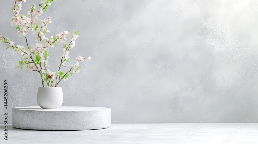 Simple, elegant arrangement of delicate blossoms in a neutral setting Simple, elegant arrangement of delicate blossoms in a neutral setting