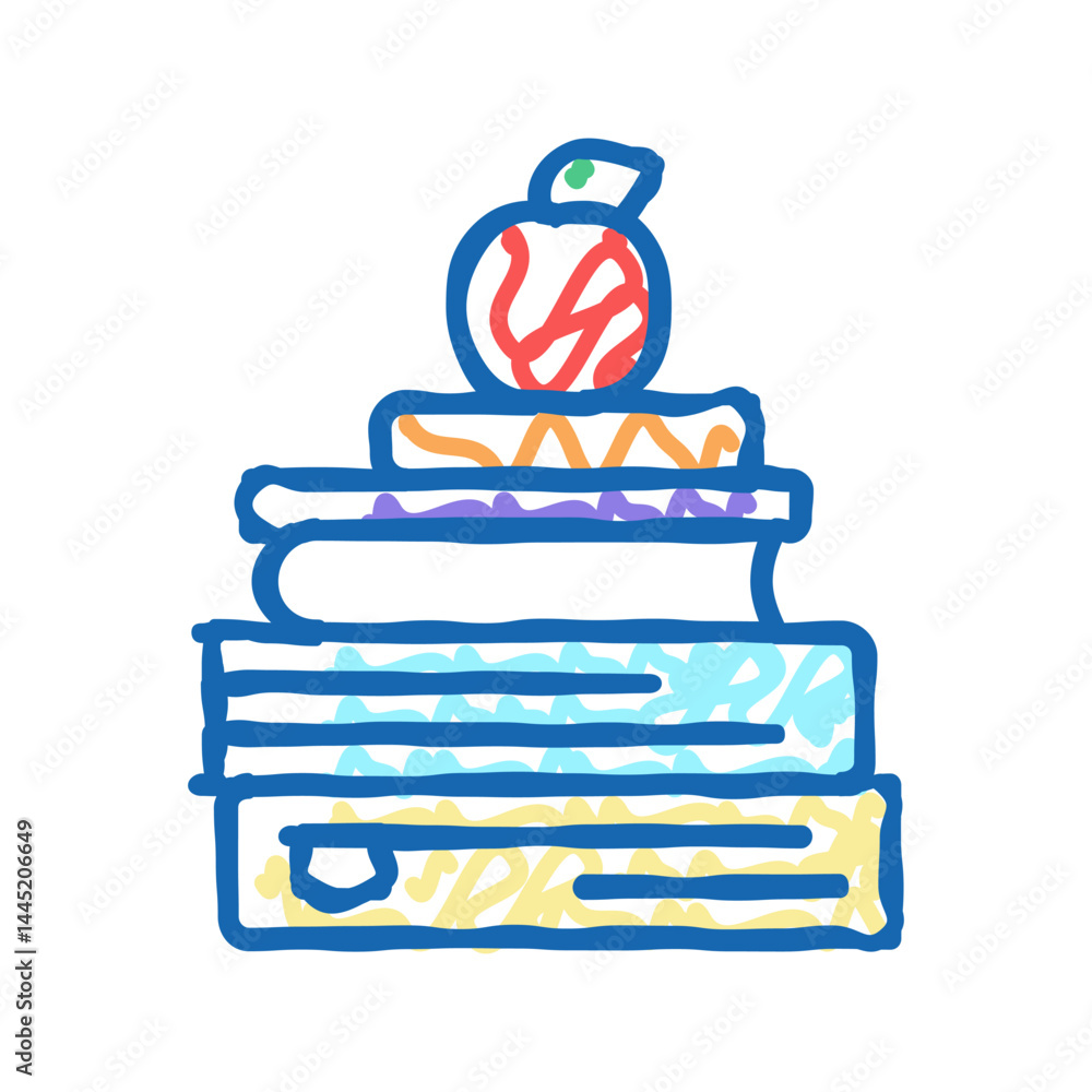 educational books and apple icon doodle illustration educational books and apple icon doodle illustration