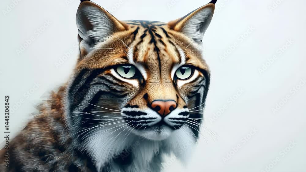 Majestic lynx with striking green eyes staring intently into the camera in natural habitat Majestic lynx with striking green eyes staring intently into the camera in natural habitat