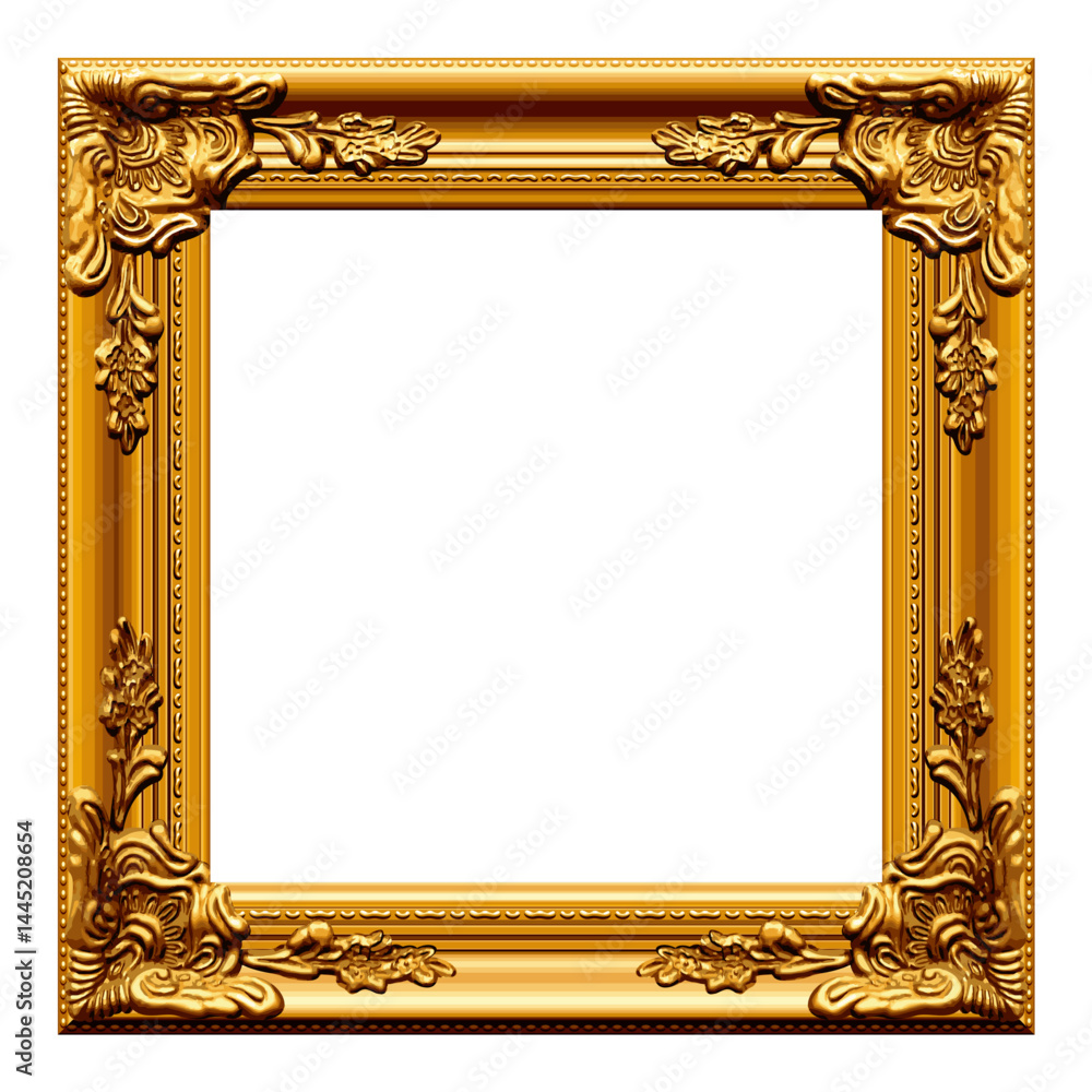 custom made wallpaper toronto digitalbeautiful ornate realistic square gilded gold picture painting frame portrait vector isolated on transparent background