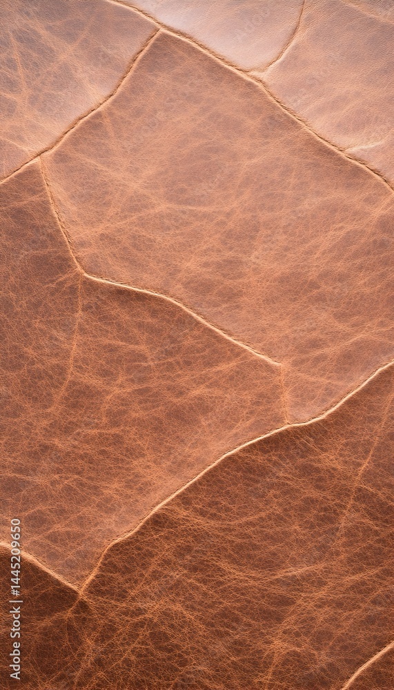 Obraz premium Close-up of textured, light brown leather with a subtly patterned surface and visible grain
