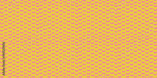 Horizontal fish scale seamless pattern in yellow and pink. Vector seamless ab...