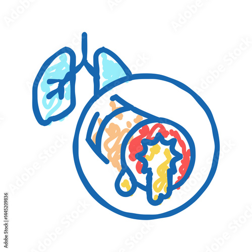 bronchiectasis respiratory disease icon doodle illustration
