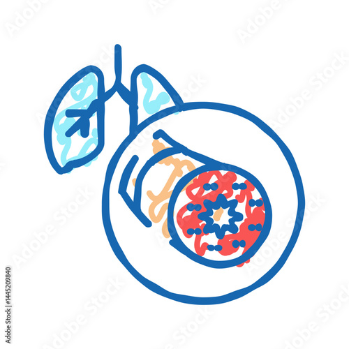 asthma of adult human icon doodle illustration