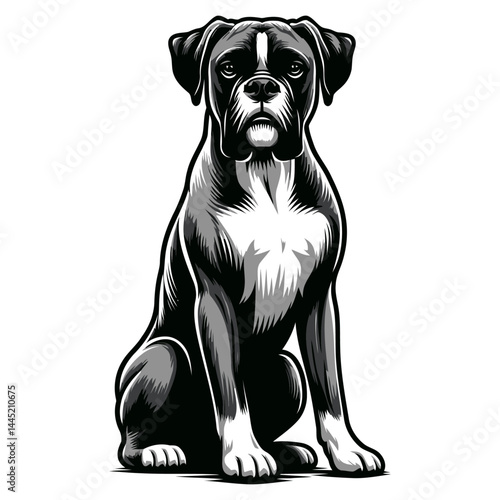 Boxer dog vector and illustrations isolated on white background.
