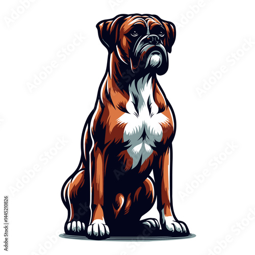 Boxer dog vector and illustrations isolated on white background.