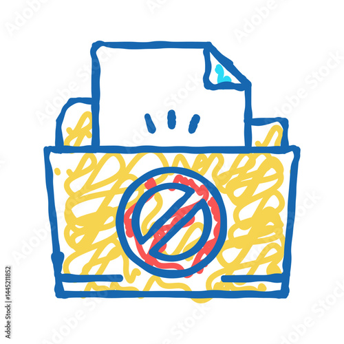 file didn't save in online folder icon doodle illustration