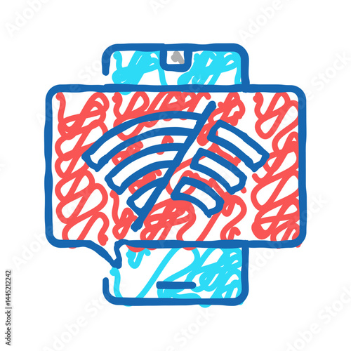 wifi disconnected mobile phone icon doodle illustration