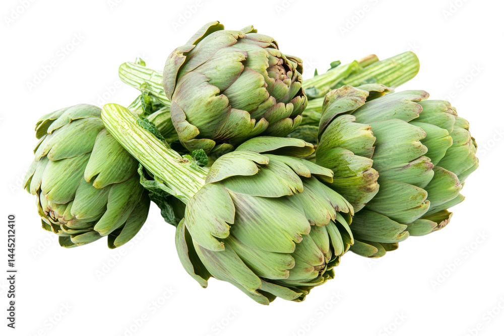 Obraz premium Fresh Green Artichokes Close Up Studio Shot Healthy Food Still Life Nature Photography Vegetables