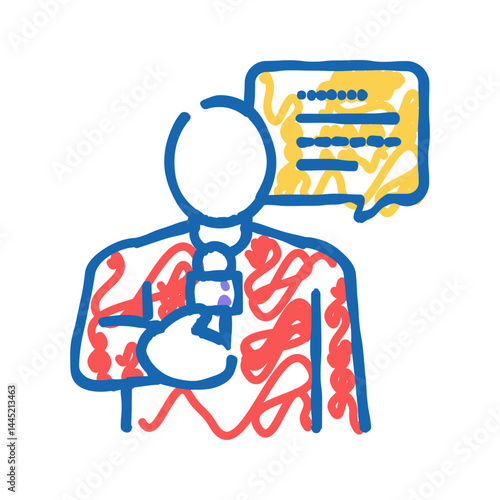 reporter news icon doodle illustration
