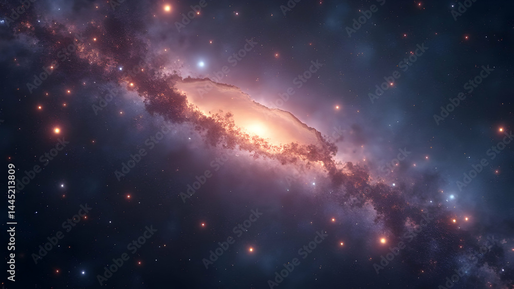 Fototapeta premium Dense Star Cluster Within Cosmos, Countless Stars Glowing Intensely