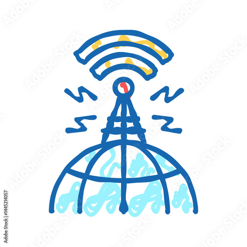 world broadcasting news antenna icon doodle illustration