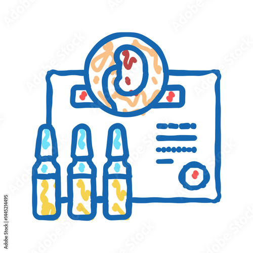 medicaments for kidney treatment icon doodle illustration