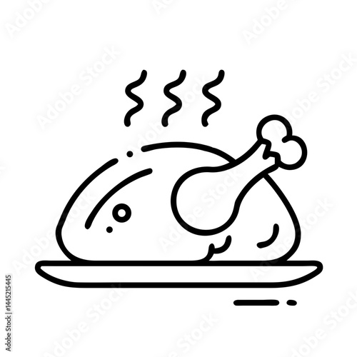 Roast turkey icon with steam on a plate  