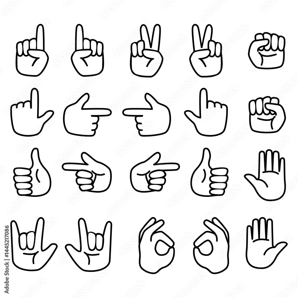 Fototapeta premium Hand Gesture Icon Collection