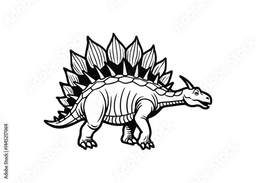 Silhouette of stegosaurus isolated on a white background