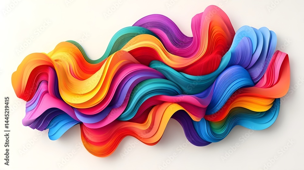 Fototapeta premium Vibrant Fluid Waves of Colorful Abstract Art Design