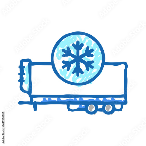 refrigerator trailer icon doodle illustration