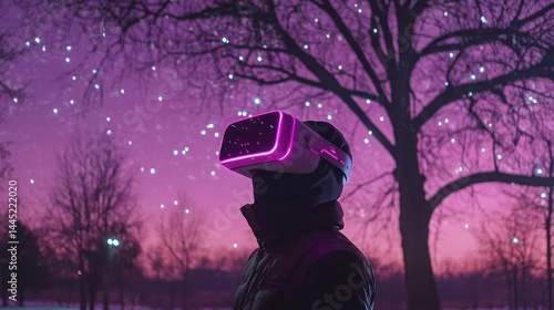 VR Night Exploring Virtual Cosmos Underneath the Stars.