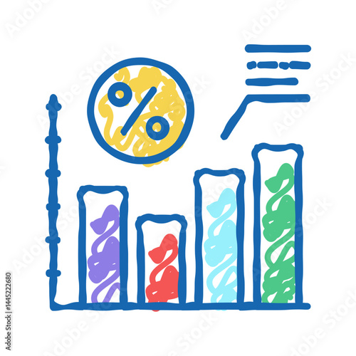 increase percent loan icon doodle illustration