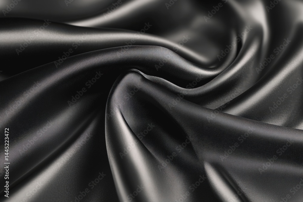 Fototapeta premium Smooth black satin fabric designed for elegant fashion and interior decor projects in natural light