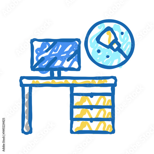 working place table cleaning icon doodle illustration