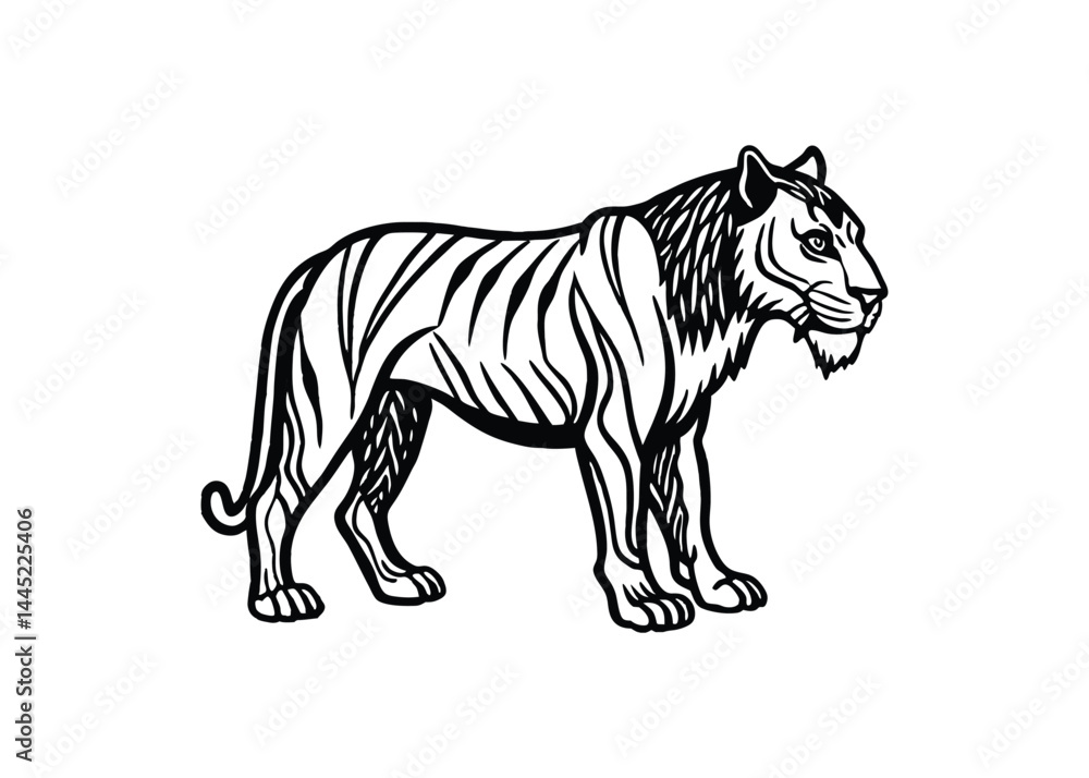 Naklejka premium Silhouette of smilodon isolated on a white background