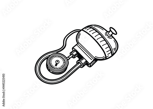 Silhouette of sphygmomanometer isolated on a white background