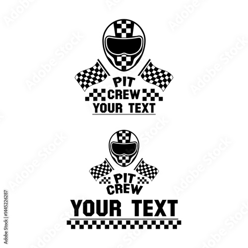 Pit Crew Racing Helmet with Checkered Flags Design