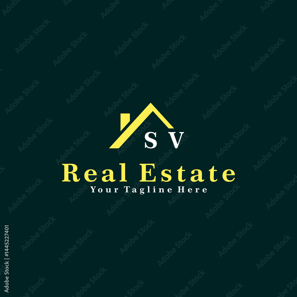 Fototapeta premium SV Initials Real Estate Logo Vector Art Icons and Graphics