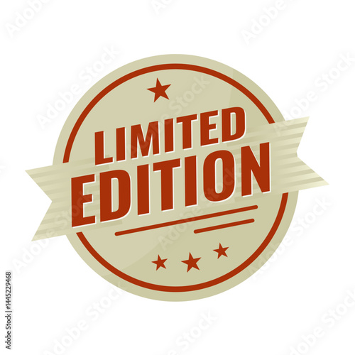 Limited Edition – beige and red vintage sticker, retro badge – vector illustration