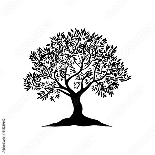 Olive tree silhouette icon. Design element for logo, label, sign. Vector illustration